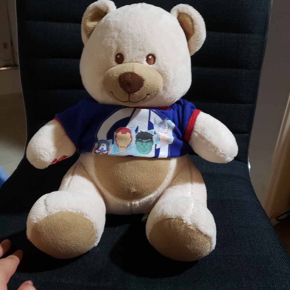 Velvet hugs Teddy II with marvel shirt